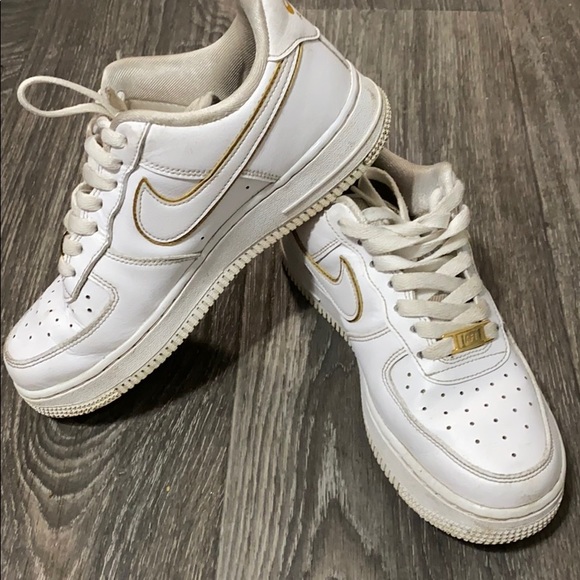 Nike Shoes - Nike Air Force 1’s with gold lining. Pre-owned